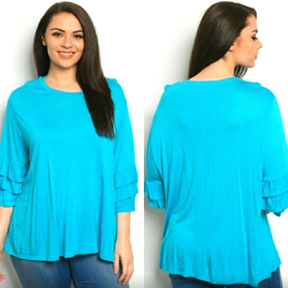 Chris & Carol Turquoise Blue Top Size 1X